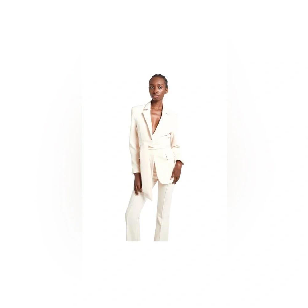 BOA Women Cream Belted Double Breasted Suit Large NWT